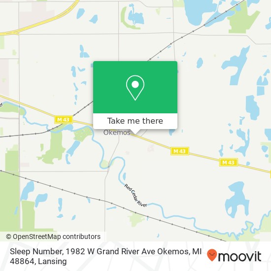 Mapa de Sleep Number, 1982 W Grand River Ave Okemos, MI 48864