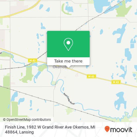 Mapa de Finish Line, 1982 W Grand River Ave Okemos, MI 48864