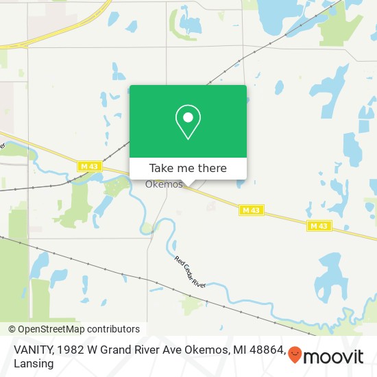 Mapa de VANITY, 1982 W Grand River Ave Okemos, MI 48864