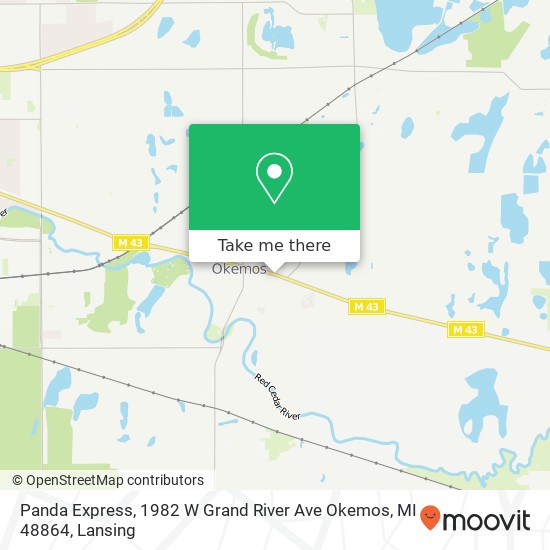 Mapa de Panda Express, 1982 W Grand River Ave Okemos, MI 48864