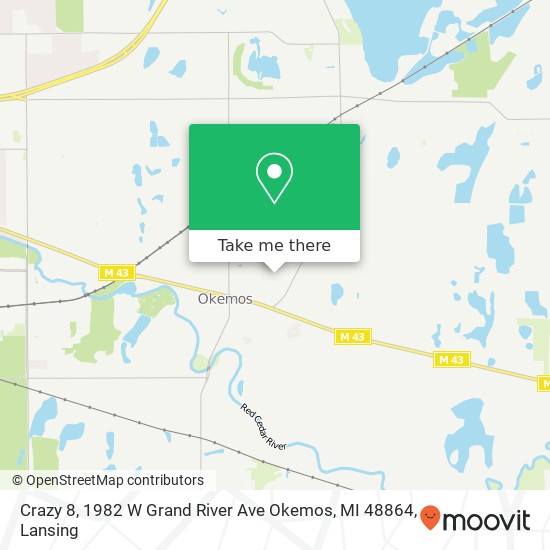 Mapa de Crazy 8, 1982 W Grand River Ave Okemos, MI 48864