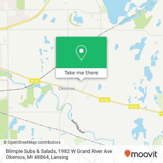 Mapa de Blimpie Subs & Salads, 1982 W Grand River Ave Okemos, MI 48864