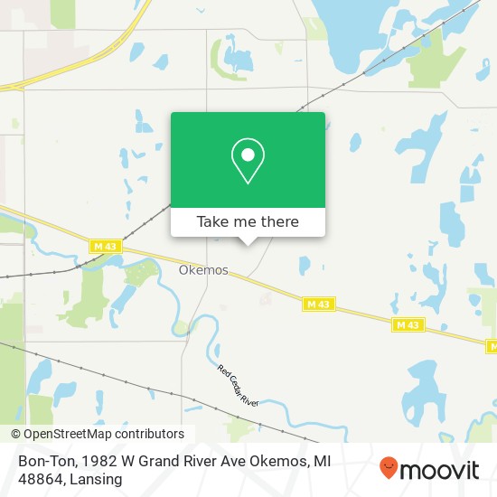 Mapa de Bon-Ton, 1982 W Grand River Ave Okemos, MI 48864