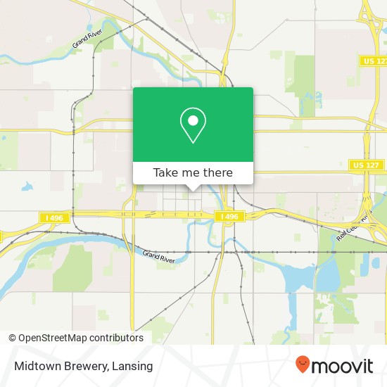 Mapa de Midtown Brewery, 402 S Washington Sq Lansing, MI 48933