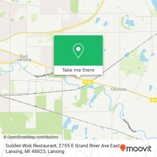 Mapa de Golden Wok Restaurant, 2755 E Grand River Ave East Lansing, MI 48823