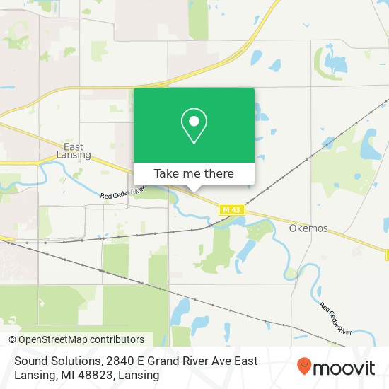 Mapa de Sound Solutions, 2840 E Grand River Ave East Lansing, MI 48823