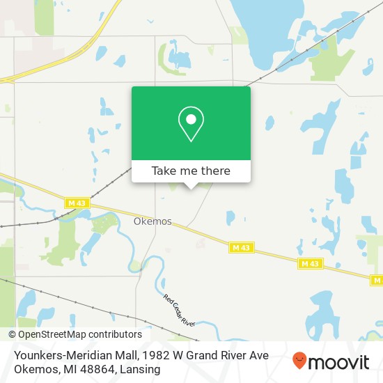Mapa de Younkers-Meridian Mall, 1982 W Grand River Ave Okemos, MI 48864
