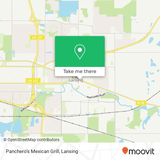 Mapa de Panchero's Mexican Grill, 125 E Grand River Ave East Lansing, MI 48823