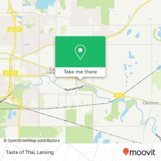 Mapa de Taste of Thai, 1105 E Grand River Ave East Lansing, MI 48823