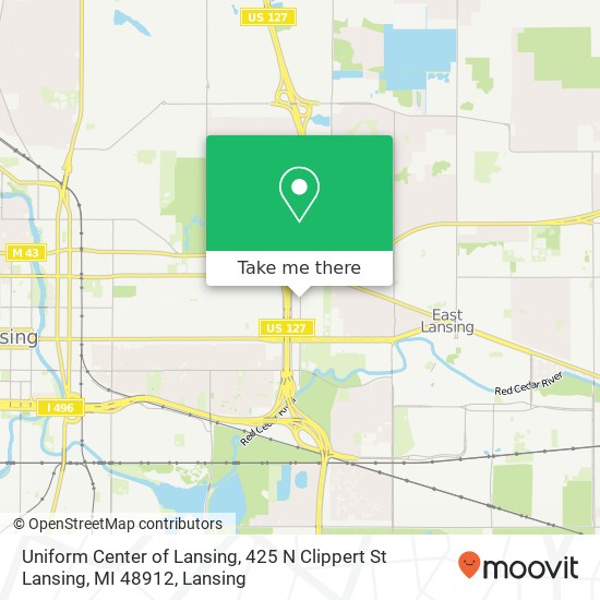 Mapa de Uniform Center of Lansing, 425 N Clippert St Lansing, MI 48912