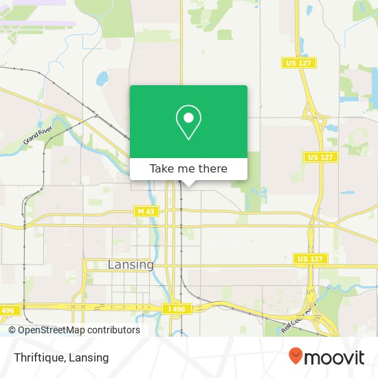 Mapa de Thriftique, 807 E Grand River Ave Lansing, MI 48906