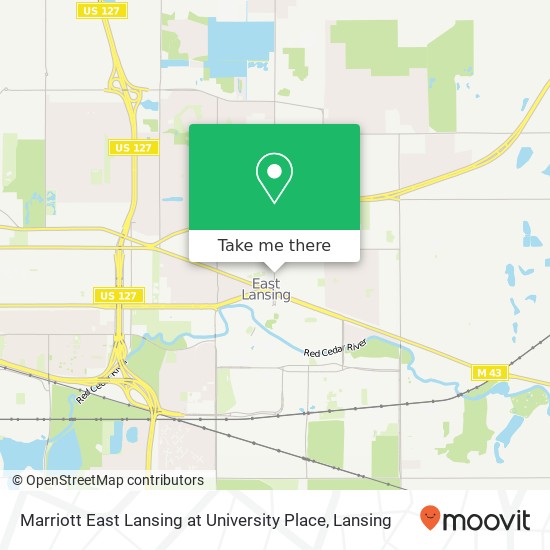 Marriott East Lansing at University Place map