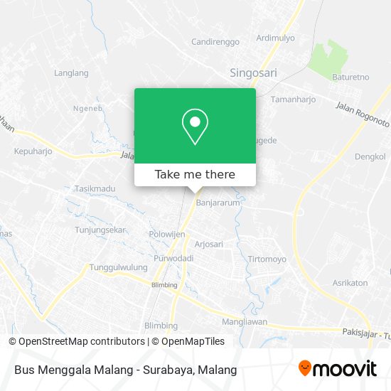 Bus Menggala Malang - Surabaya map