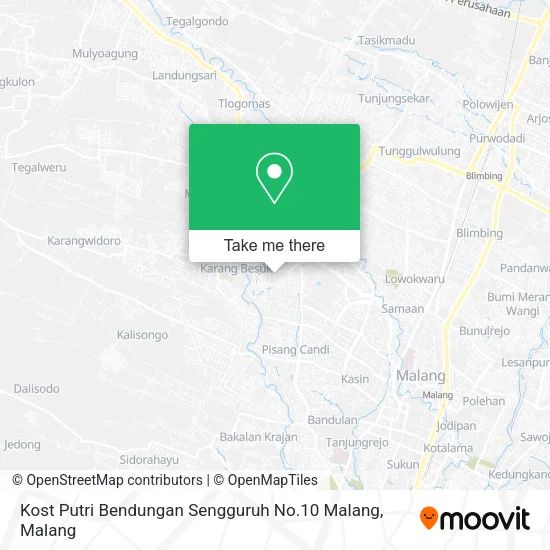 Kost Putri Bendungan Sengguruh No.10 Malang map