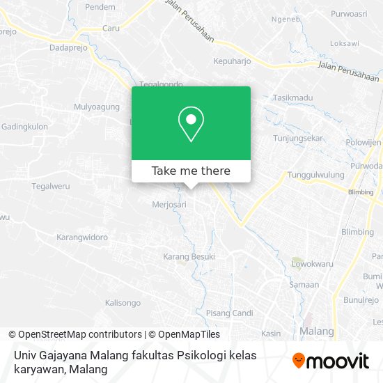 Univ Gajayana Malang fakultas Psikologi kelas karyawan map