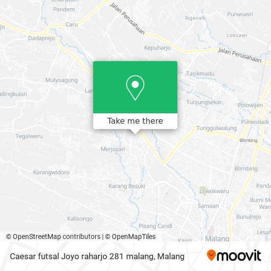 Caesar futsal Joyo raharjo 281 malang map