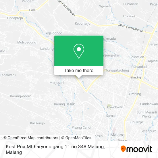 Kost Pria Mt.haryono gang 11 no.348 Malang map