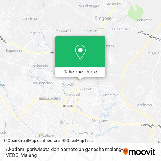 Akademi pariwisata dan perhotelan ganesha malang-VEDC map