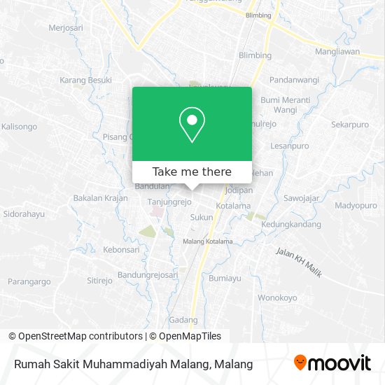 Rumah Sakit Muhammadiyah Malang map