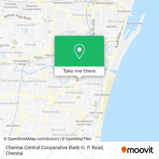 Chennai Central Cooperative Bank-G. P. Road map