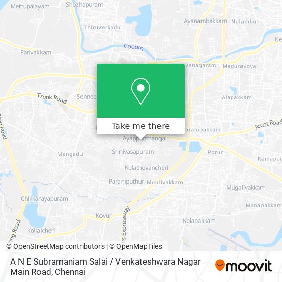 A N E Subramaniam Salai / Venkateshwara Nagar Main Road map