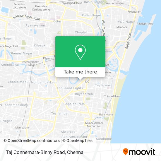 Taj Connemara-Binny Road map