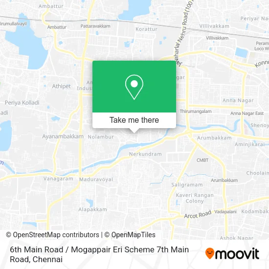 6th Main Road / Mogappair Eri Scheme 7th Main Road map