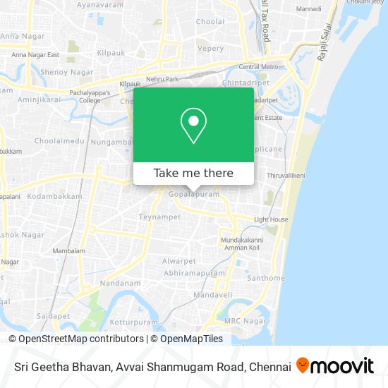 Sri Geetha Bhavan, Avvai Shanmugam Road map