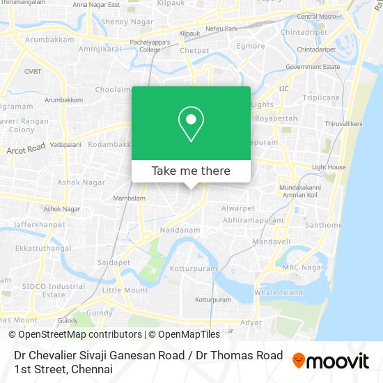 Dr Chevalier Sivaji Ganesan Road / Dr Thomas Road 1st Street map