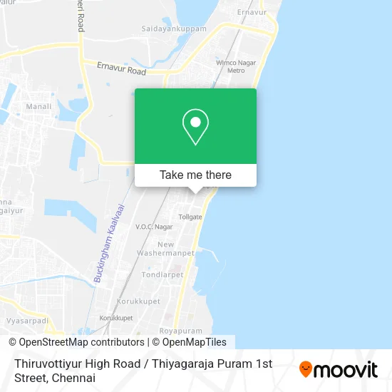 Thiruvottiyur High Road / Thiyagaraja Puram 1st Street map