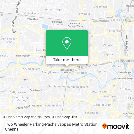 Two Wheeler Parking-Pachaiyappa's Metro Station map