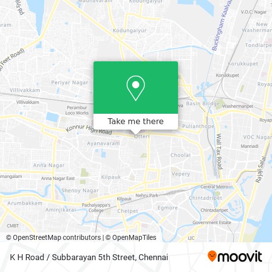 K H Road / Subbarayan 5th Street map