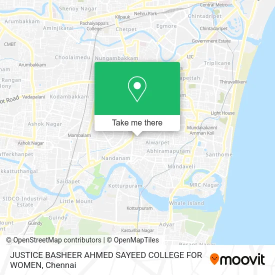JUSTICE BASHEER AHMED SAYEED COLLEGE FOR WOMEN map