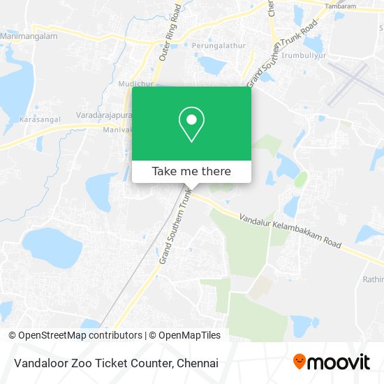 Vandaloor Zoo Ticket Counter map