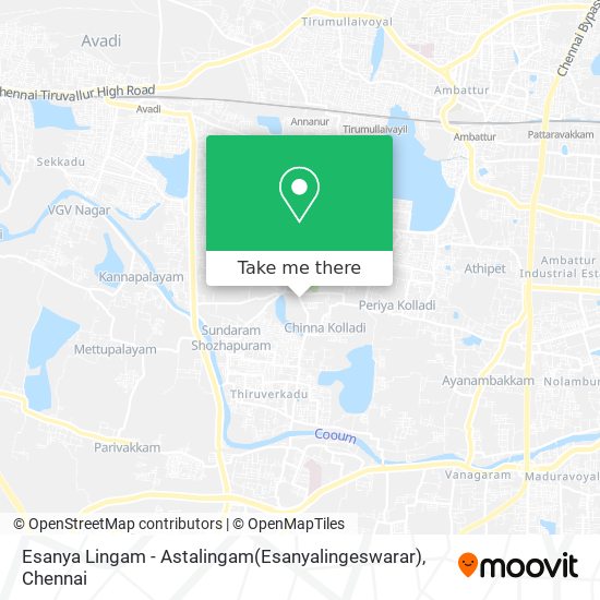 Esanya Lingam - Astalingam(Esanyalingeswarar) map