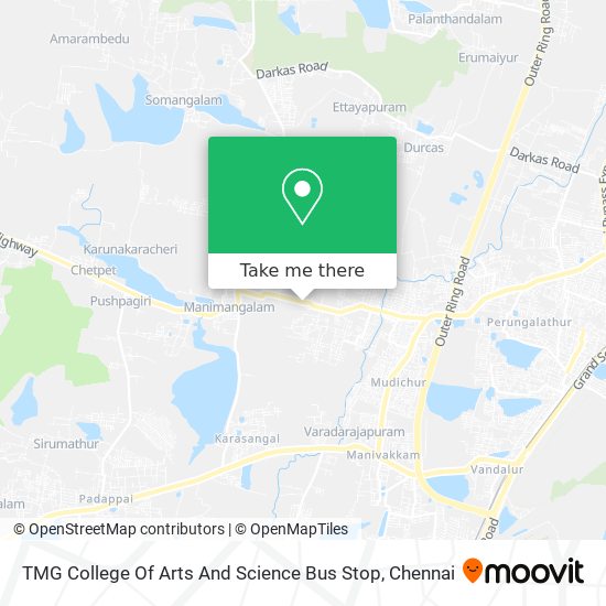 TMG College Of Arts And Science Bus Stop map