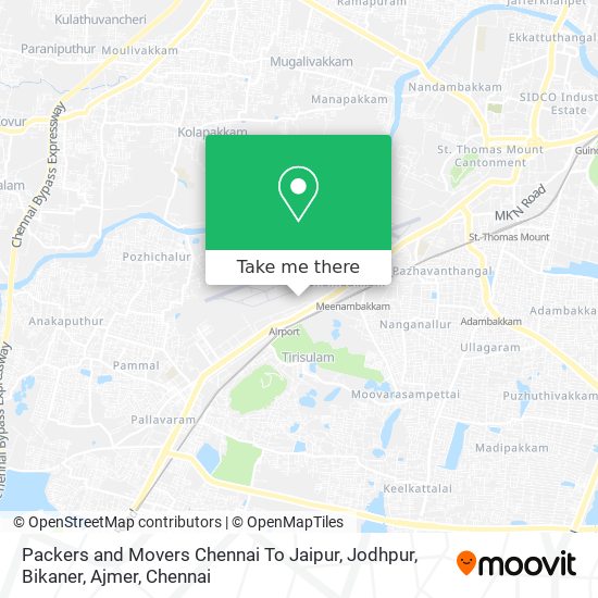 Packers and Movers Chennai To Jaipur, Jodhpur, Bikaner, Ajmer map
