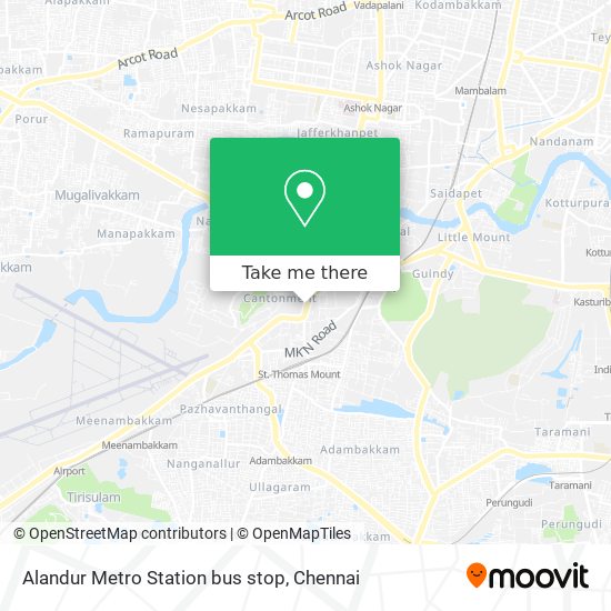 Alandur Metro Station bus stop map
