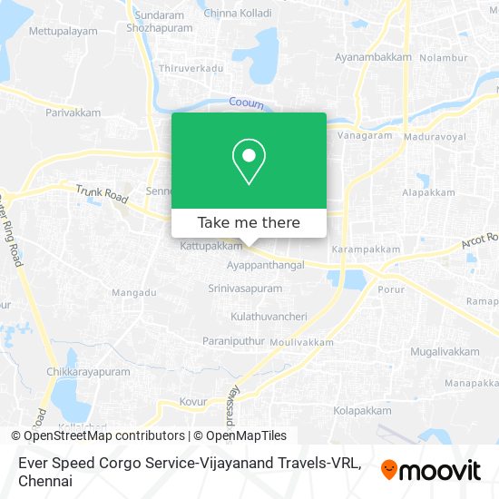 Ever Speed Corgo Service-Vijayanand Travels-VRL map