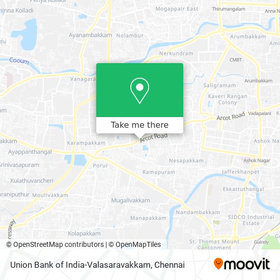 Union Bank of India-Valasaravakkam map