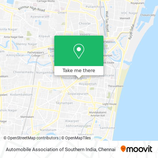 Automobile Association of Southern India map