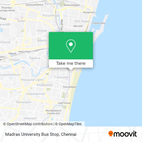 Madras University Bus Stop map