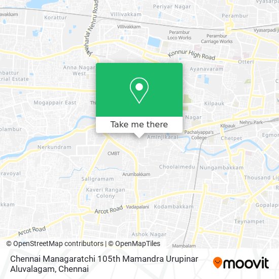 Chennai Managaratchi 105th Mamandra Urupinar Aluvalagam map