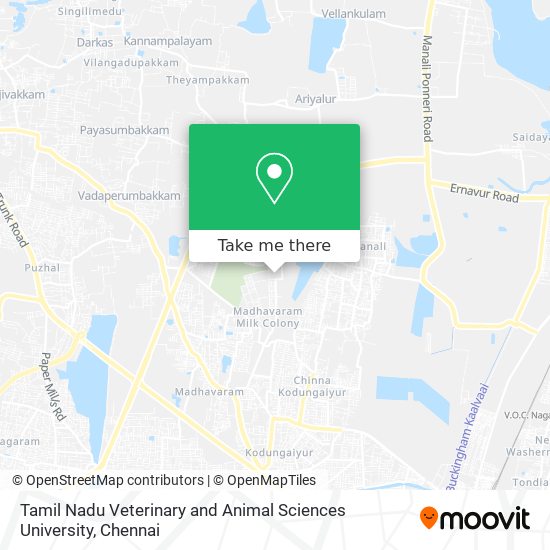 Tamil Nadu Veterinary and Animal Sciences University map