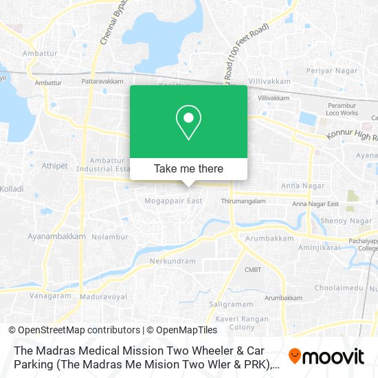 The Madras Medical Mission Two Wheeler & Car Parking (The Madras Me Mision Two Wler & PRK) map