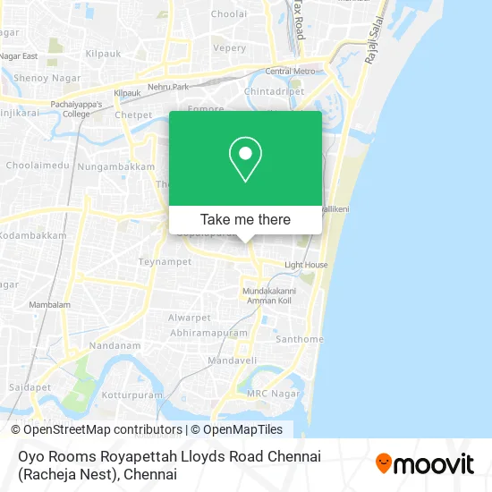 Oyo Rooms Royapettah Lloyds Road Chennai (Racheja Nest) map