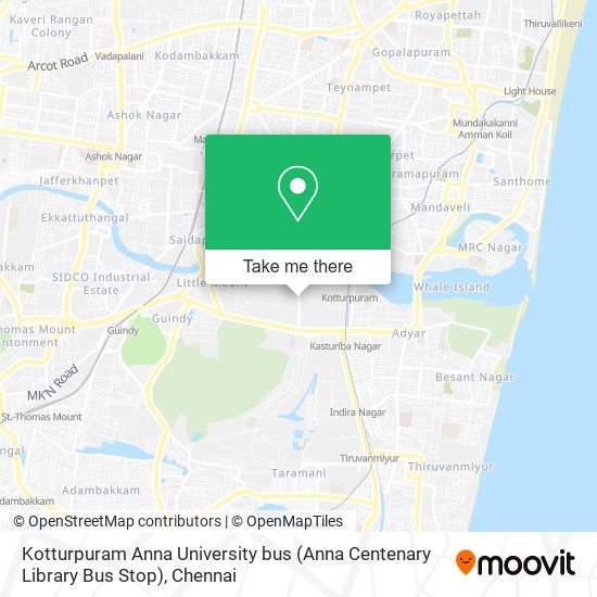 Kotturpuram Anna University bus (Anna Centenary Library Bus Stop) map