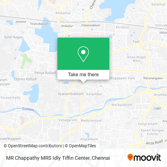 MR Chappathy MRS Idly Tiffin Center map