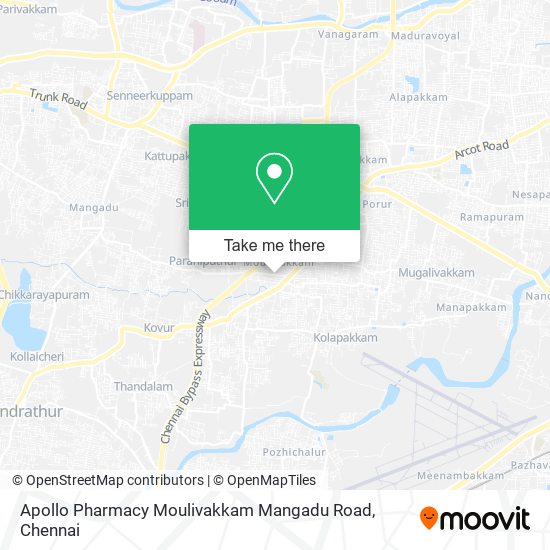 Apollo Pharmacy Moulivakkam Mangadu Road map