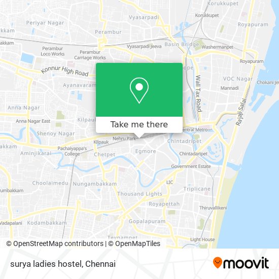 surya ladies hostel map